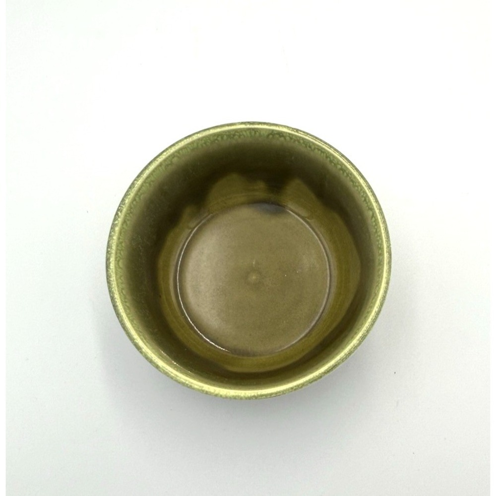 Vtg Pottery Bowl Dish Green Drip Glaze 4.75" D Made in USA Retro Neutral Artsy - Picture 2 of 5